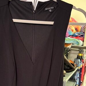 MARINA Black V-Neck Sleeveless Shift Dress